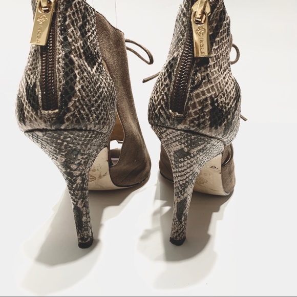 ISOLA SUEDE ZIP. BACK LACE UP OPEN TOE ANKLE HEEL SHOES - Picture 10 of 14